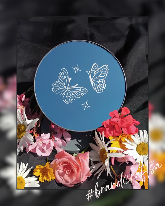 15cm Engraved Butterfly Mirror